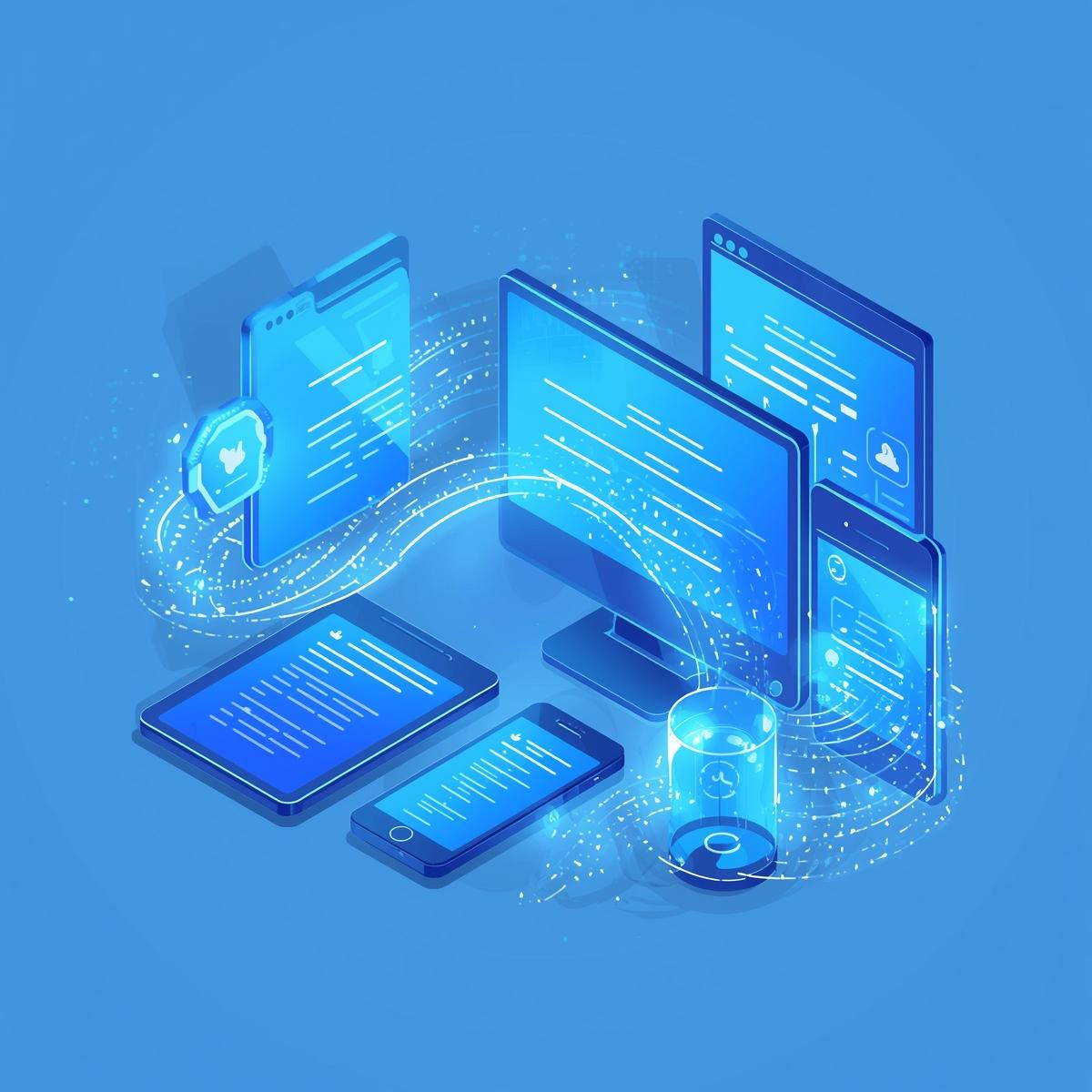 Imagem ilustrativa de diversos dispositivos moveis, como celulares, notbooks, tablets e PC