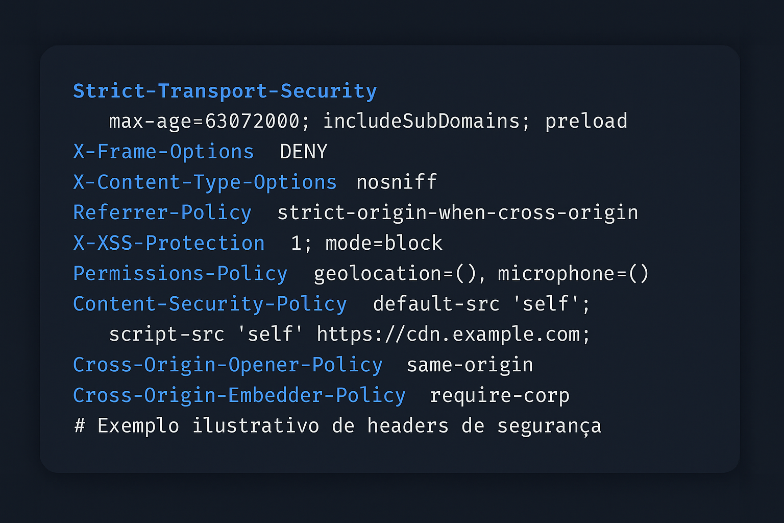 Imagem ilustrativa de linhas de codigo de segurança para aplicações web
